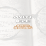 ANNONCE LEGALE - TRANSFERT SIEGE SOCIAL